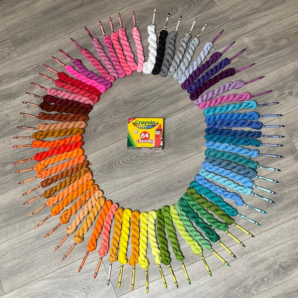 64 Crayons Mini Skein Set - DK 75/25 Base (20 grams skeins)