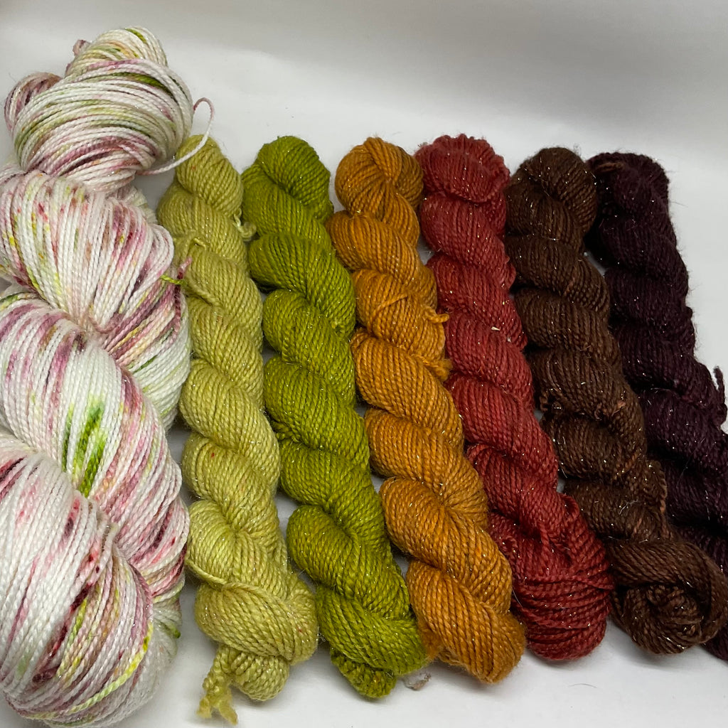 Fall-Le-Lujah Mini Skeins  and Full Skein Speckled Variegated Yarn Set