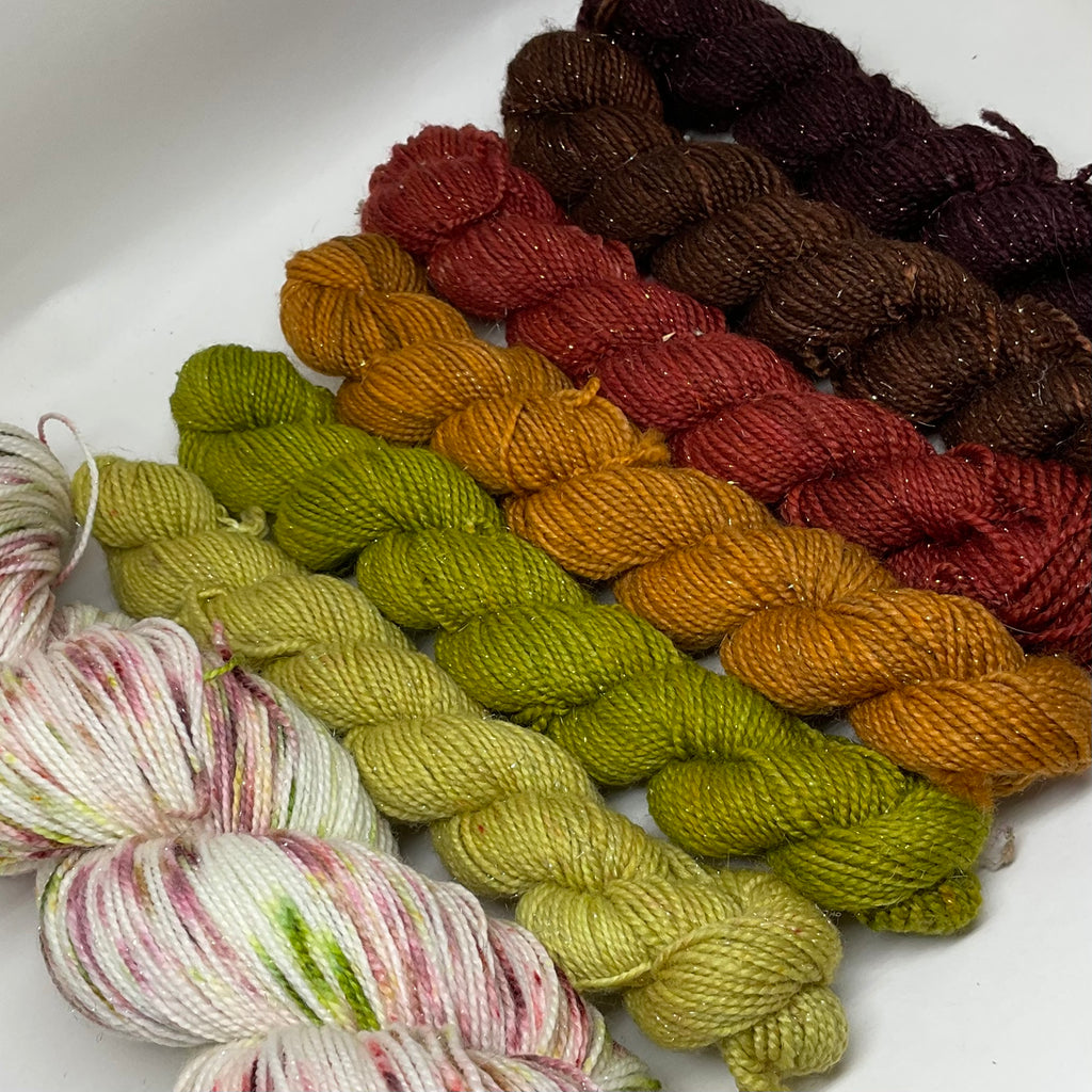 Fall-Le-Lujah Mini Skeins  and Full Skein Speckled Variegated Yarn Set