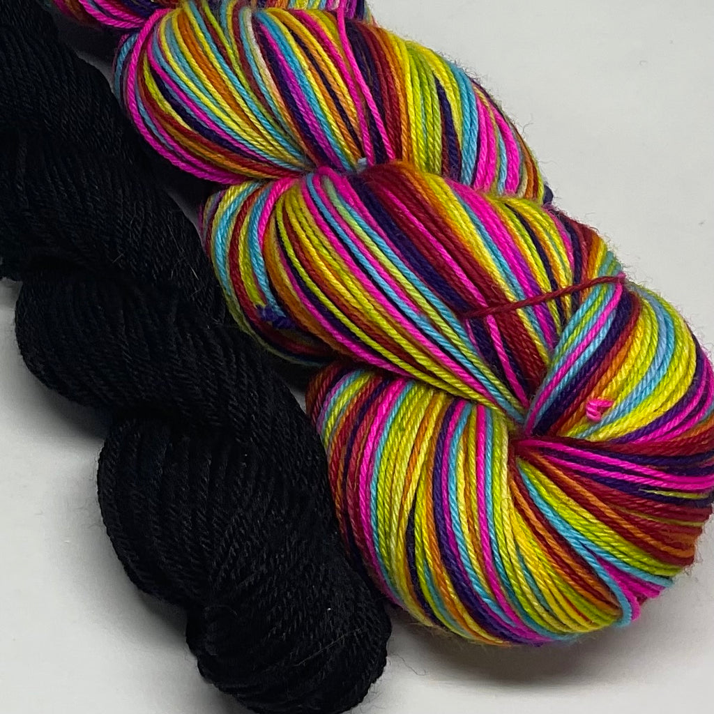 Melbourne City Rainbow Seven Stripe Self Striping Yarn with Mini Skein