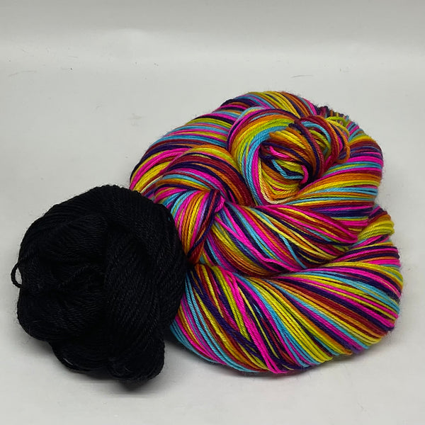 Melbourne City Rainbow Seven Stripe Self Striping Yarn with Mini Skein