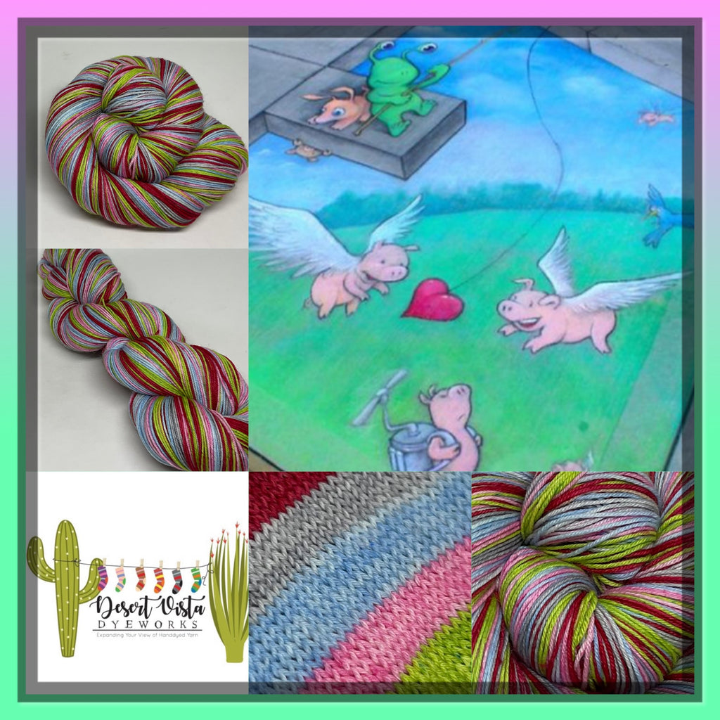 Flying Pigs by David Zinn Five Stripe Self Striping Yarn