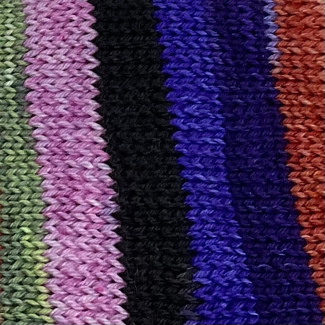 Dark Peonies Six Stripe Self Striping Sock Yarn