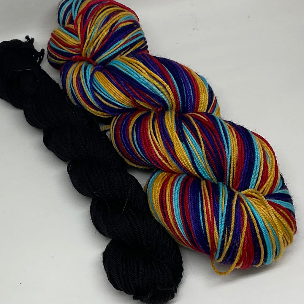 Diamond Jubilee Five Stripe Self Striping Yarn with Coordinating Mini Skein