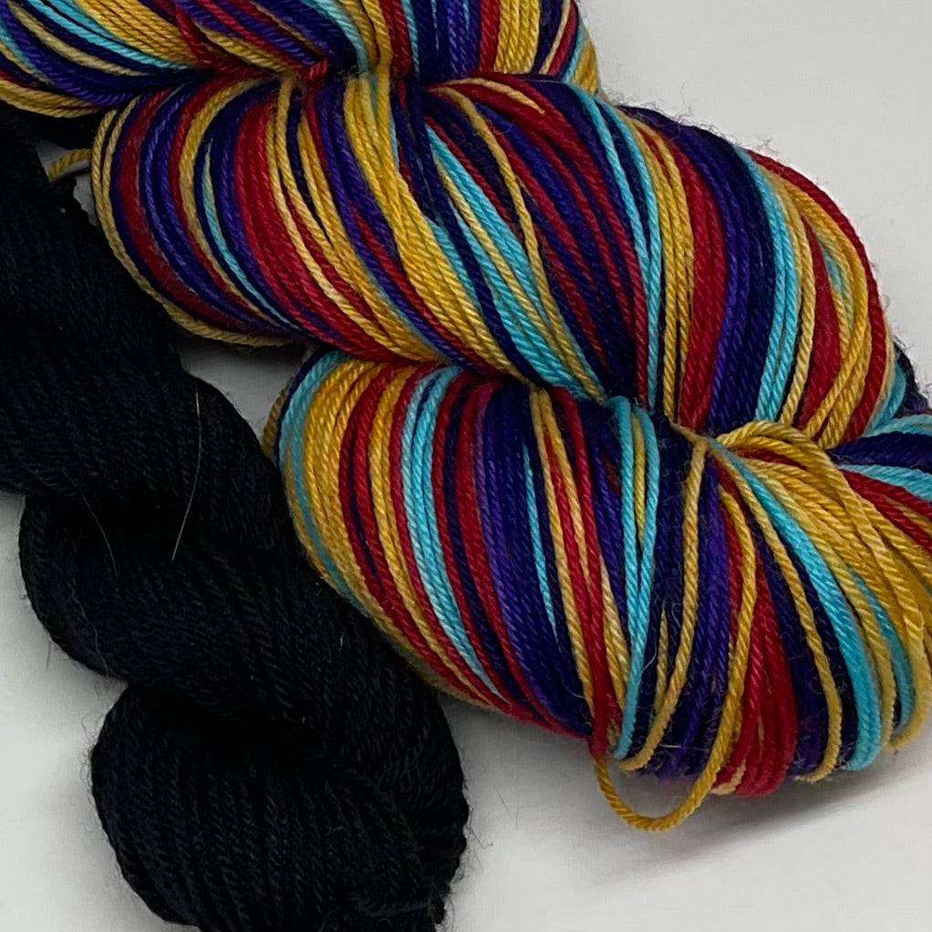 Diamond Jubilee Five Stripe Self Striping Yarn with Coordinating Mini Skein