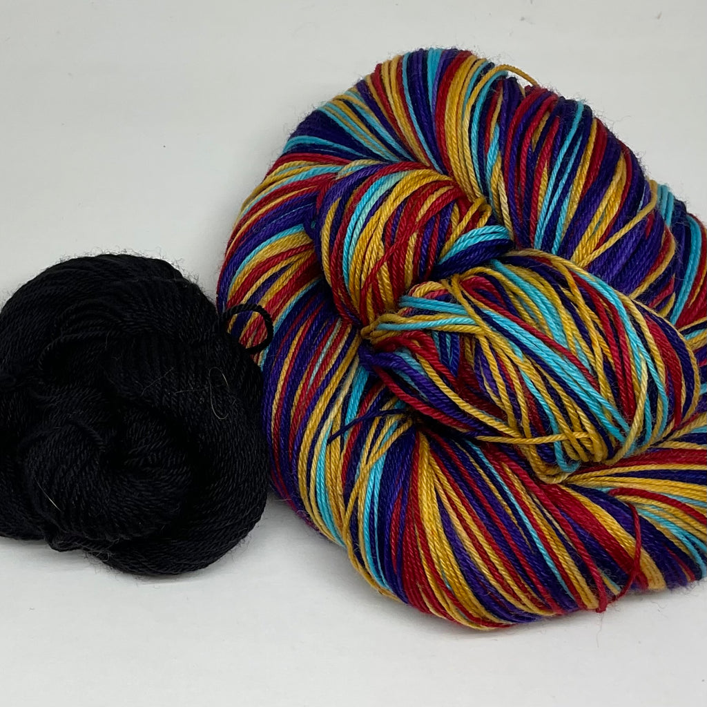 Diamond Jubilee Five Stripe Self Striping Yarn with Coordinating Mini Skein