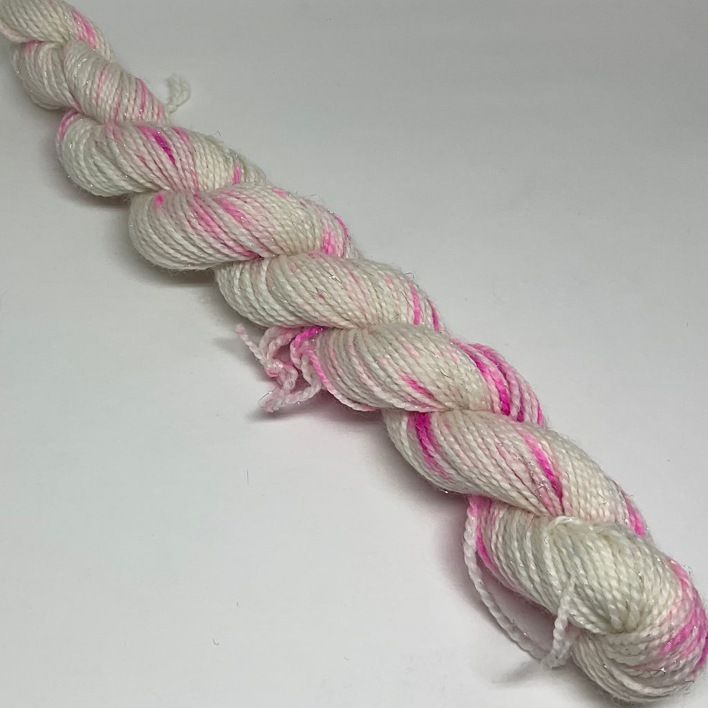 Single Undyed with Pink Speckles Mini Skein for Toes and Heels Approx. 92 yards