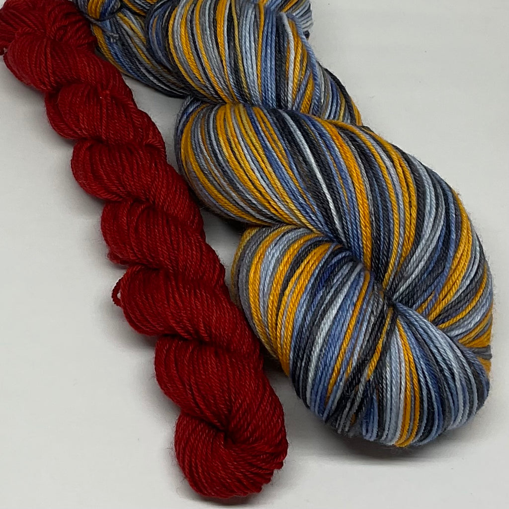 Sharknado Five Stripe Self Striping Yarn with Coordinating Mini Skein