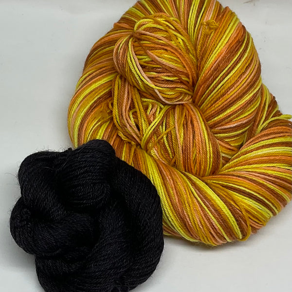 Caged Bird Sing Stripe Self Striping Yarn with Coordinating Mini Skein