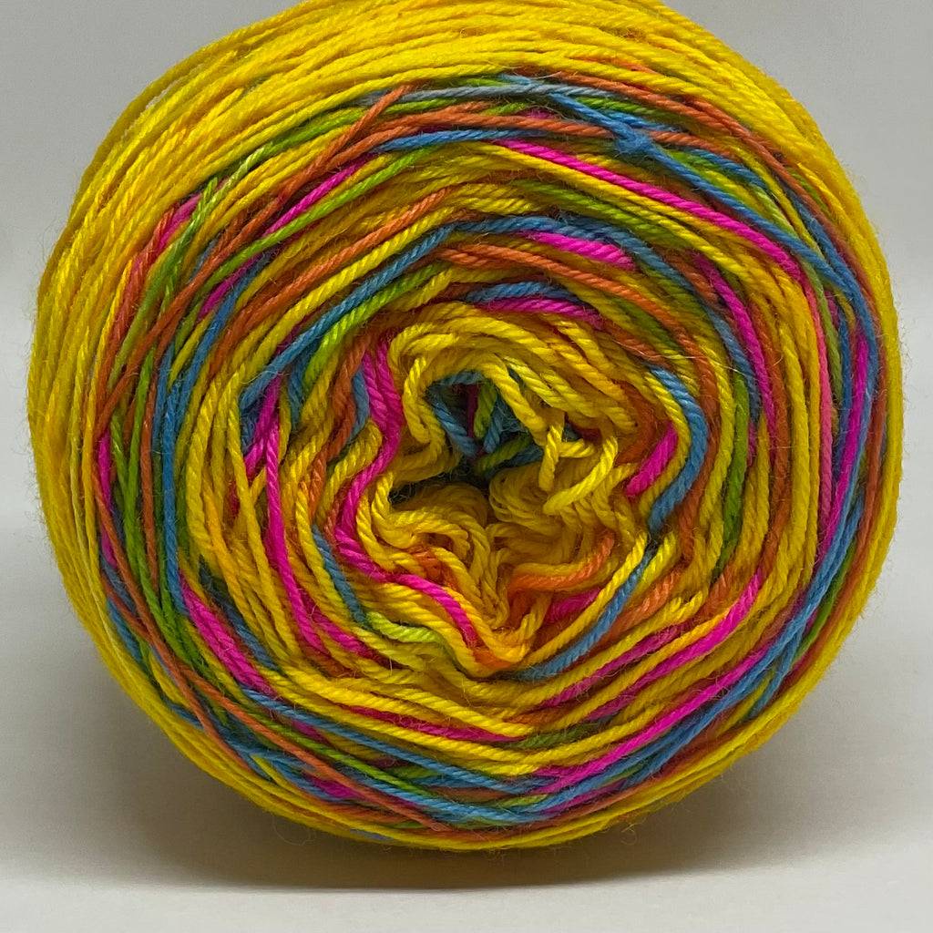 When I’m 64 Five Stripe Self Striping Yarn with Speckled Mini Skein