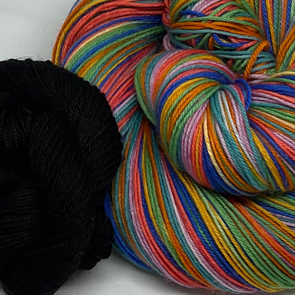 American Gods Seven Stripe Self Striping Yarn with Coordinating Mini Skein