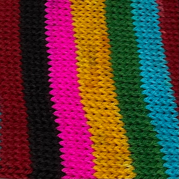 Dia de los Muertos Six Stripe Self Striping Yarn with Speckled Mini Skein