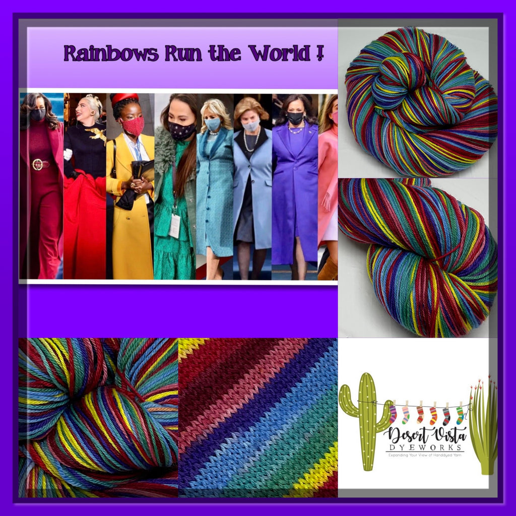 Rainbows Run the World Eight Stripe Self Striping Yarn