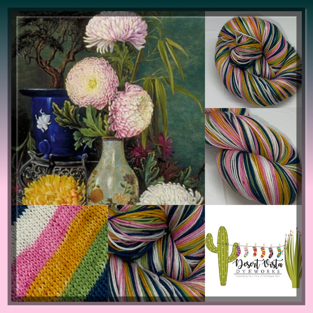 13th Anniversary Flower: Chrysanthemum Five Stripe Self Striping Yarn