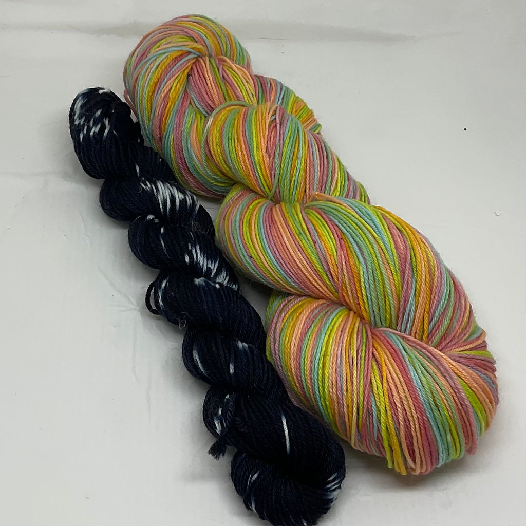 Tomorrow and Tomorrow… Seven Stripe Self Striping Yarn with Coordinating Mini Skein