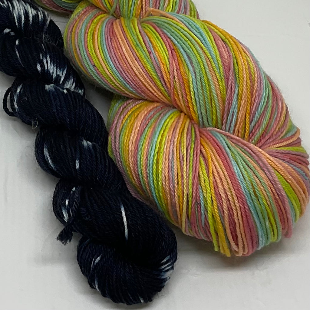 Tomorrow and Tomorrow… Seven Stripe Self Striping Yarn with Coordinating Mini Skein