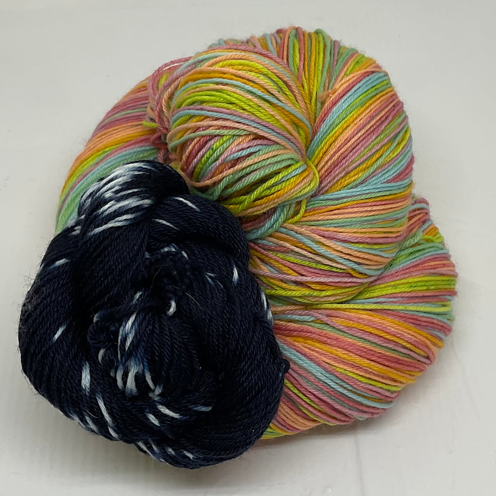 Tomorrow and Tomorrow… Seven Stripe Self Striping Yarn with Coordinating Mini Skein