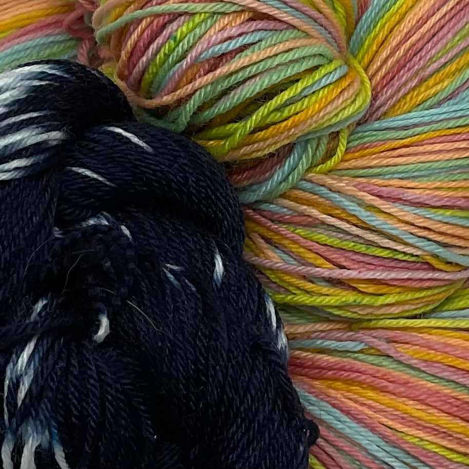 Tomorrow and Tomorrow… Seven Stripe Self Striping Yarn with Coordinating Mini Skein