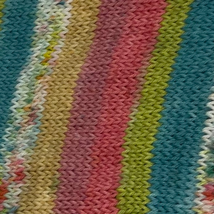 West Coast Summertime Six Stripe Self Striping Yarn with Speckled Mini Skein