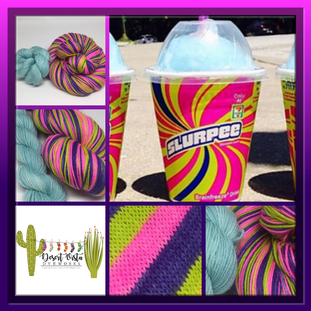 Slurpee Day Three Stripe Self Striping Yarn plus One Mini Skein