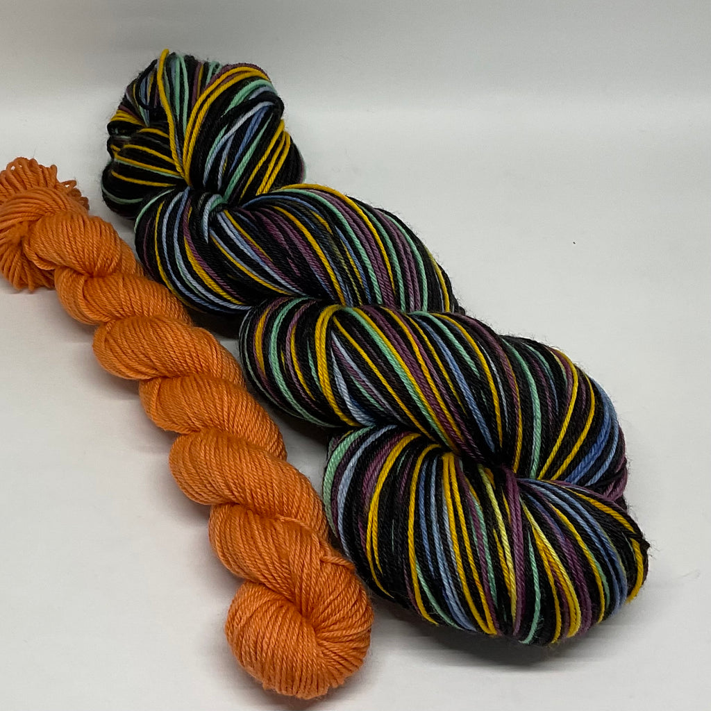 Coyote - The Trickster Eight Stripe Self Striping Yarn with Heel/Toe Mini Skein