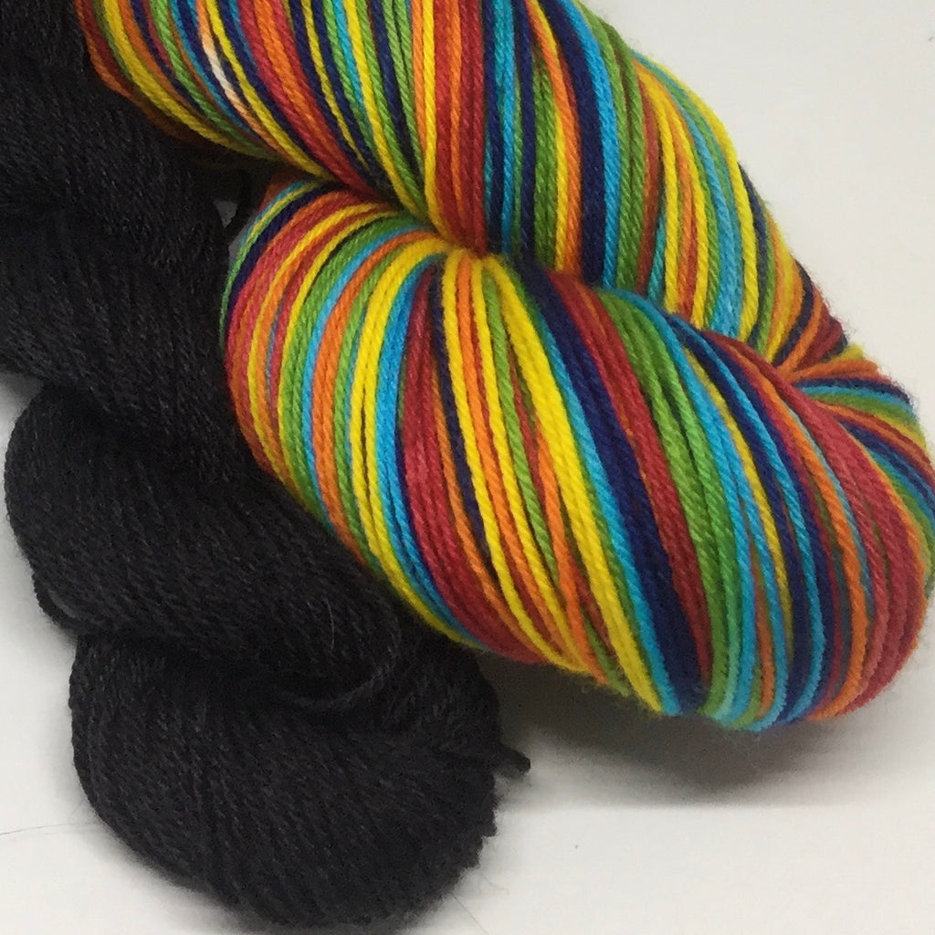 Autumn Equinox Six Stripe Self Striping Yarn with Heel and Toe Mini Skein