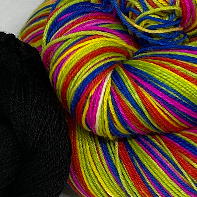 Cell Division Six Stripe Self Striping Yarn with Heel/Toe Mini Skein