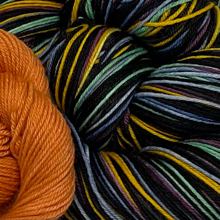 Coyote - The Trickster Eight Stripe Self Striping Yarn with Heel/Toe Mini Skein