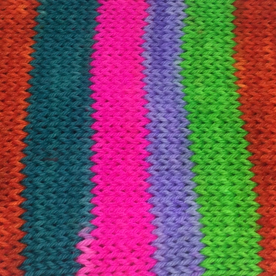 Glow in the Dark Mini Golf Five Stripe Self Striping Sock Yarn