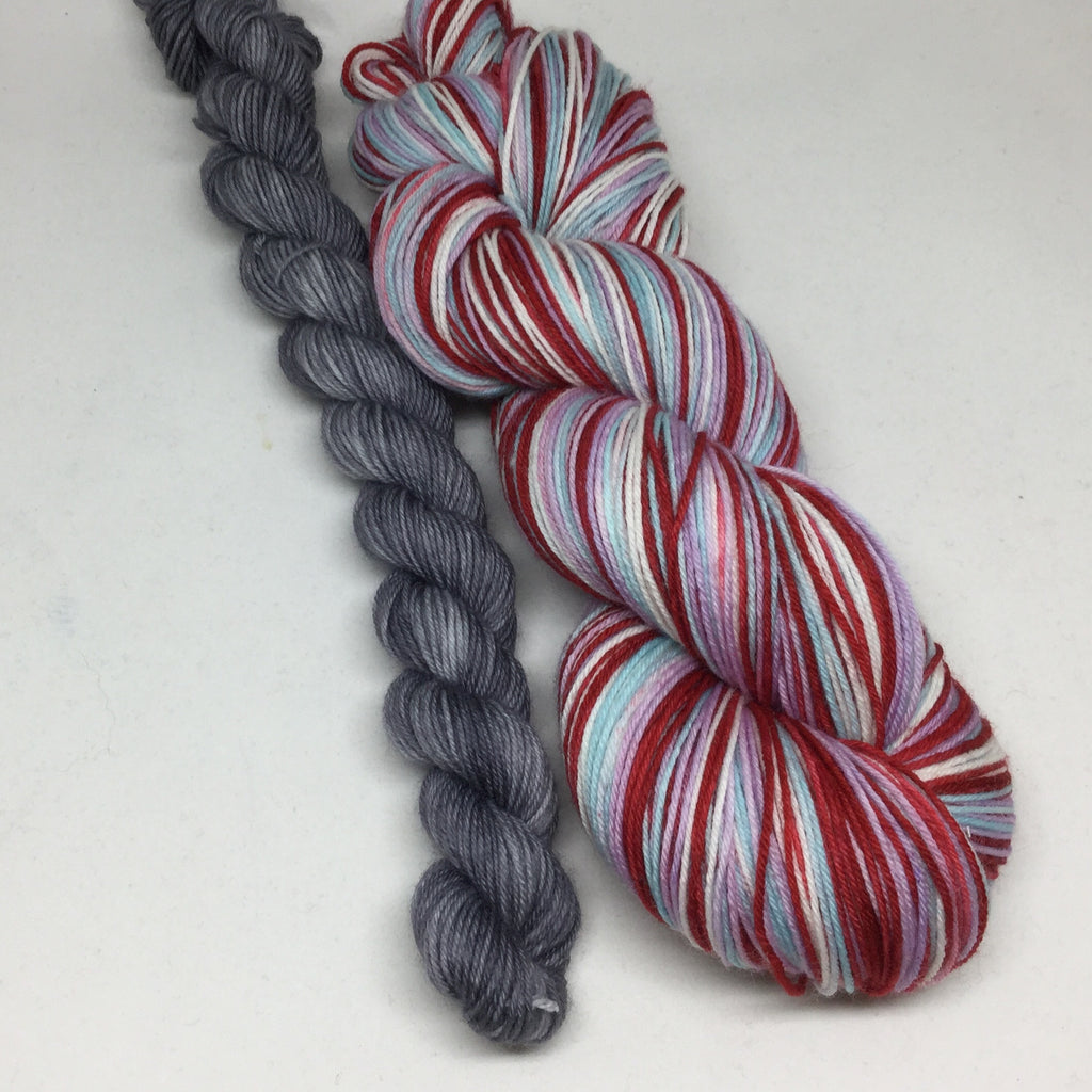 I Love Lucy Four Stripe Self Striping Sock Yarn with Heel and Toe Mini Skein