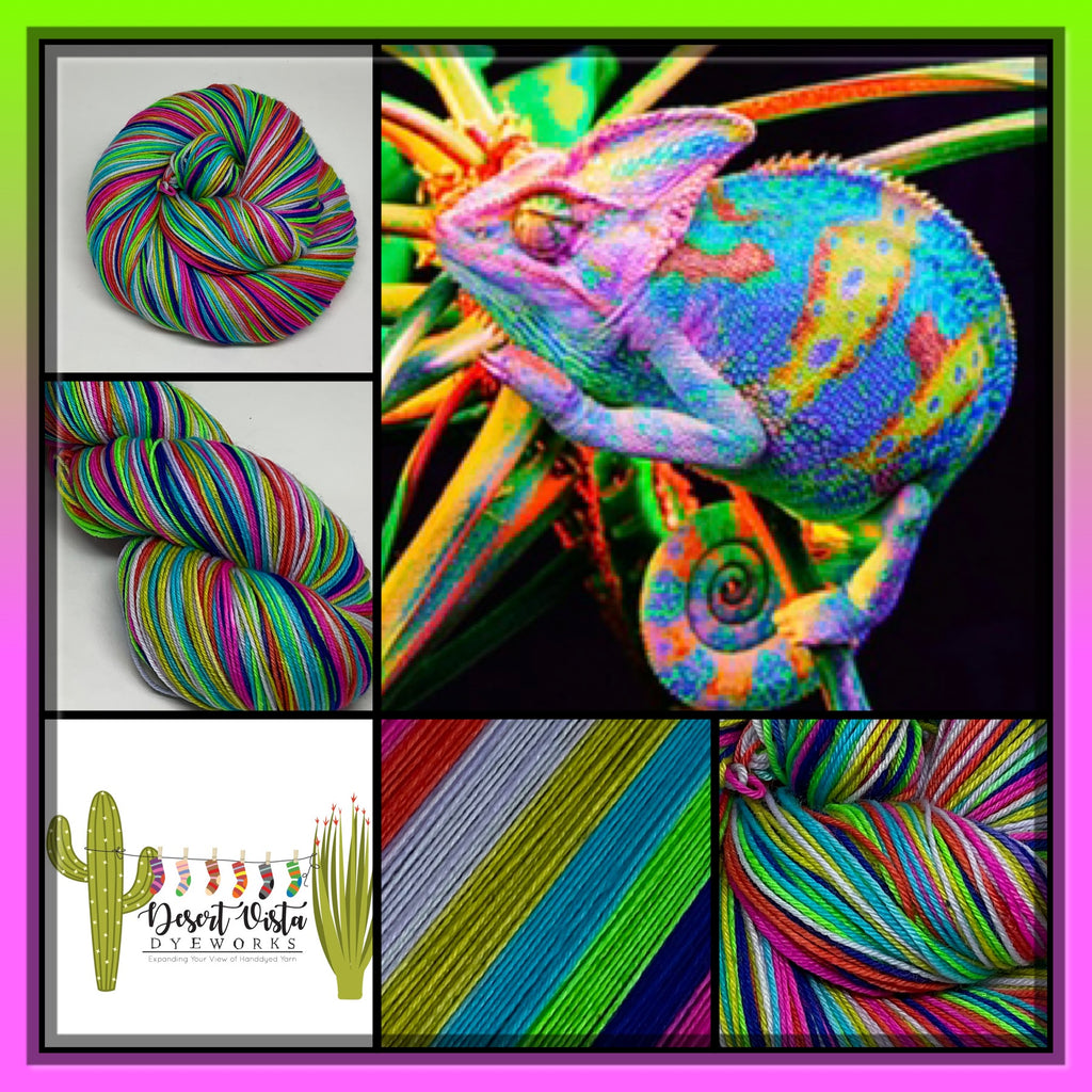 Neon Chameleon Seven Stripe Self Striping Yarn