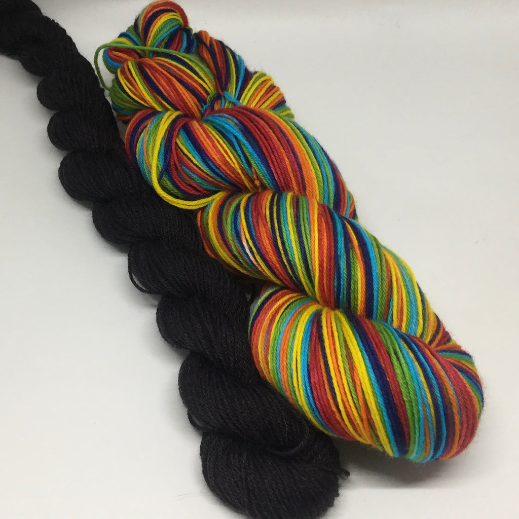 Autumn Equinox Six Stripe Self Striping Yarn with Heel and Toe Mini Skein