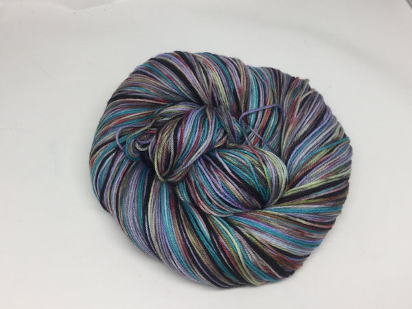 Zombody DeVil Six Stripe Self Striping Yarn with mini skein for