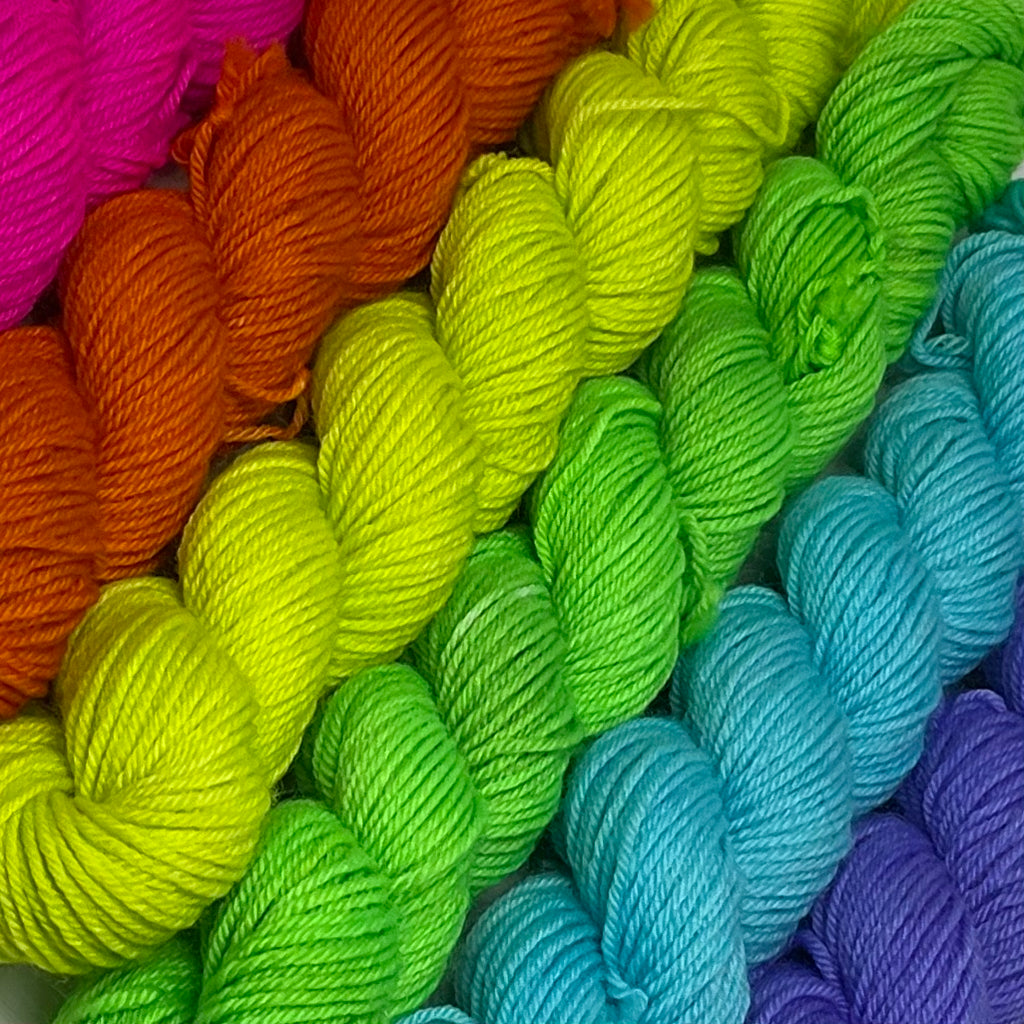 Neon Rainbow Mini Skein Set for Toes and Heels Approx. 552 yards