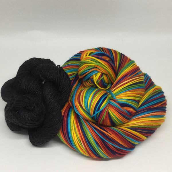 Autumn Equinox Six Stripe Self Striping Yarn with Heel and Toe Mini Skein