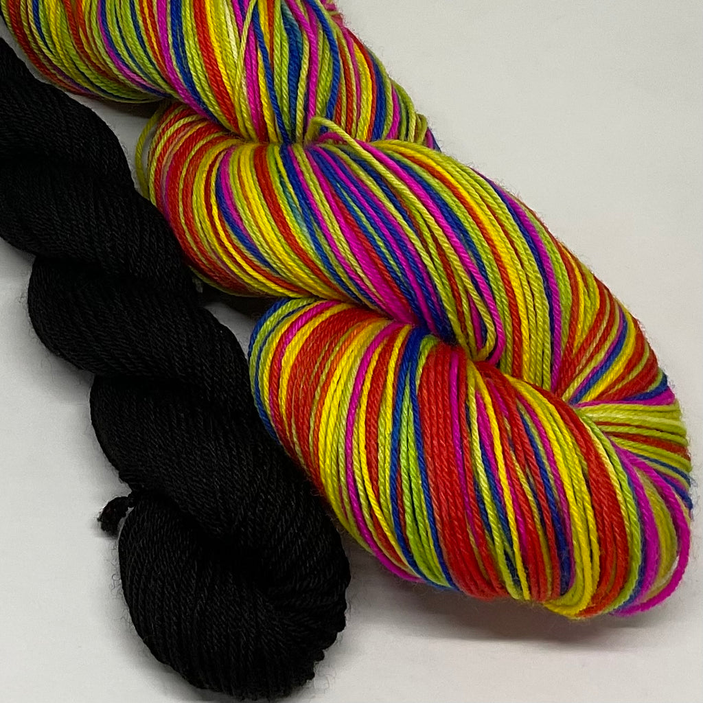 Cell Division Six Stripe Self Striping Yarn with Heel/Toe Mini Skein