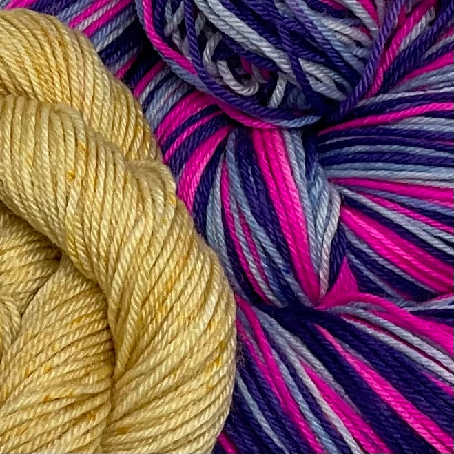 Pink Spotted Tree Frog Three Stripe Self Striping Yarn with Mini Skein for Toes and Heels
