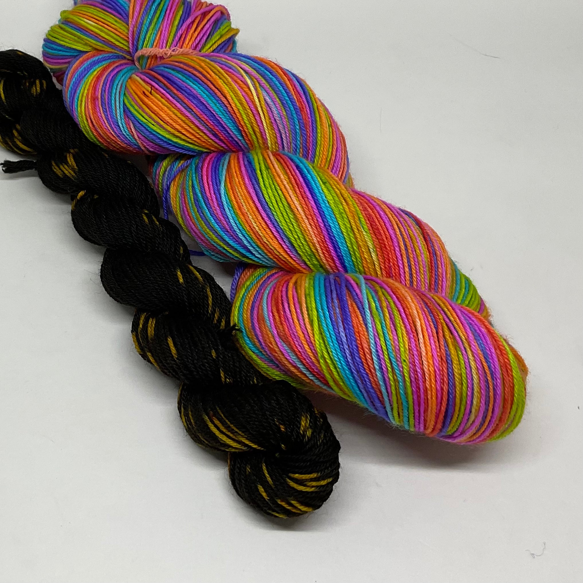 Rainbow Caterpillar Seven Stripe Self Striping Sock Yarn with Coordina ...