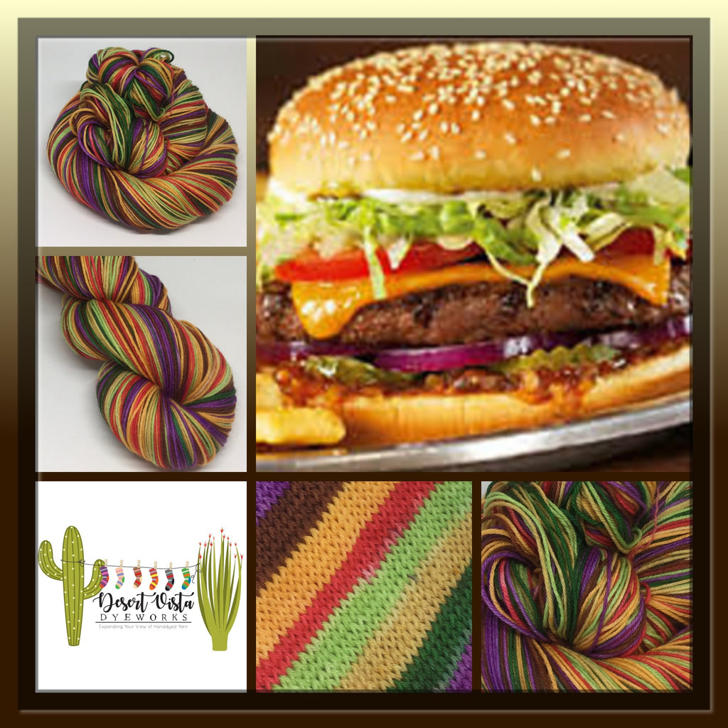 Cheeseburger Seven Stripe Self Striping Yarn