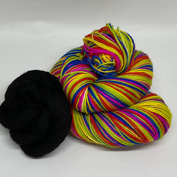 Cell Division Six Stripe Self Striping Yarn with Heel/Toe Mini Skein