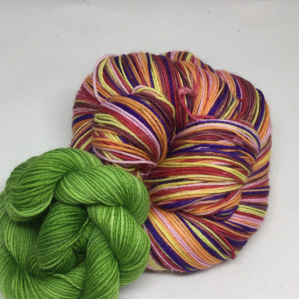 Dahlias Six Stripe Self Striping Yarn with Mini Skein for Toes and Heels