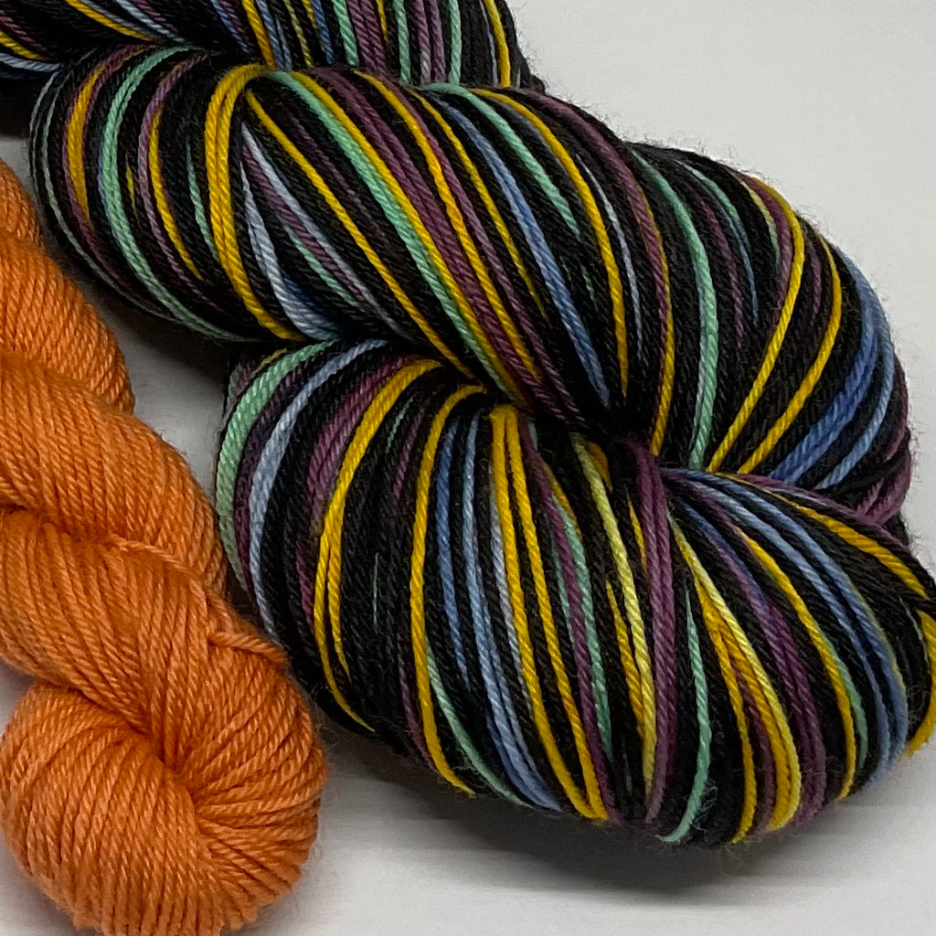 Coyote - The Trickster Eight Stripe Self Striping Yarn with Heel/Toe Mini Skein