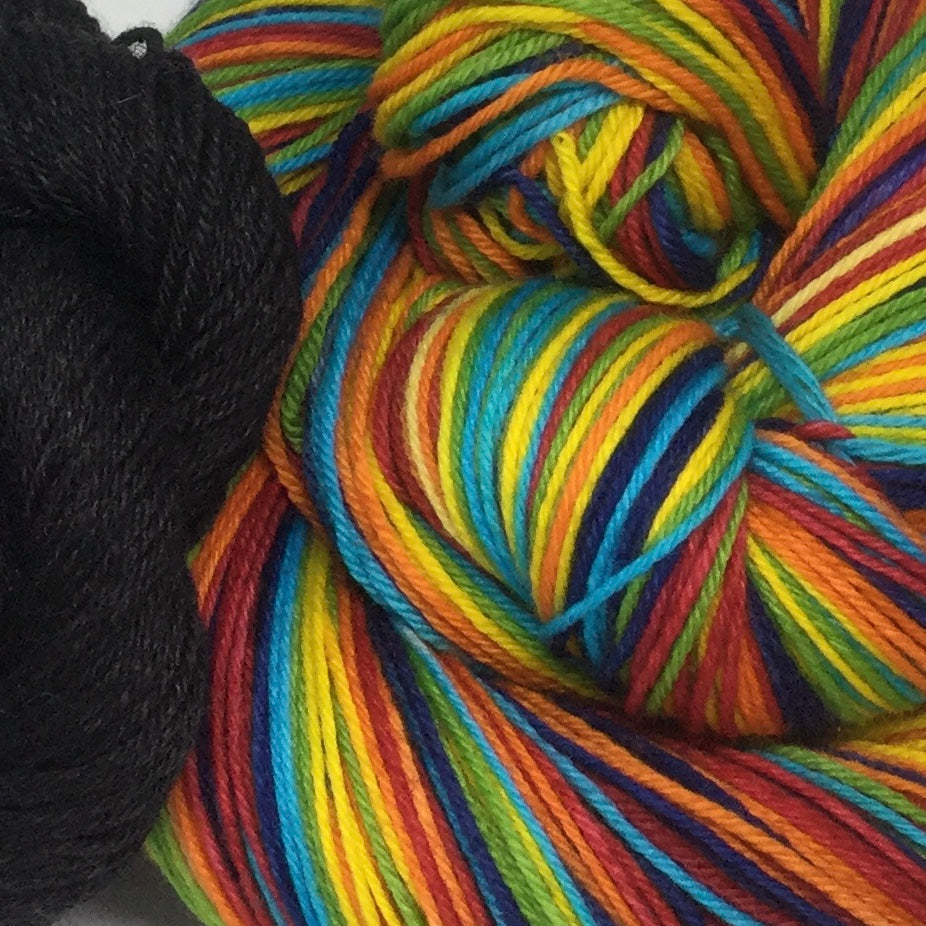 Autumn Equinox Six Stripe Self Striping Yarn with Heel and Toe Mini Skein