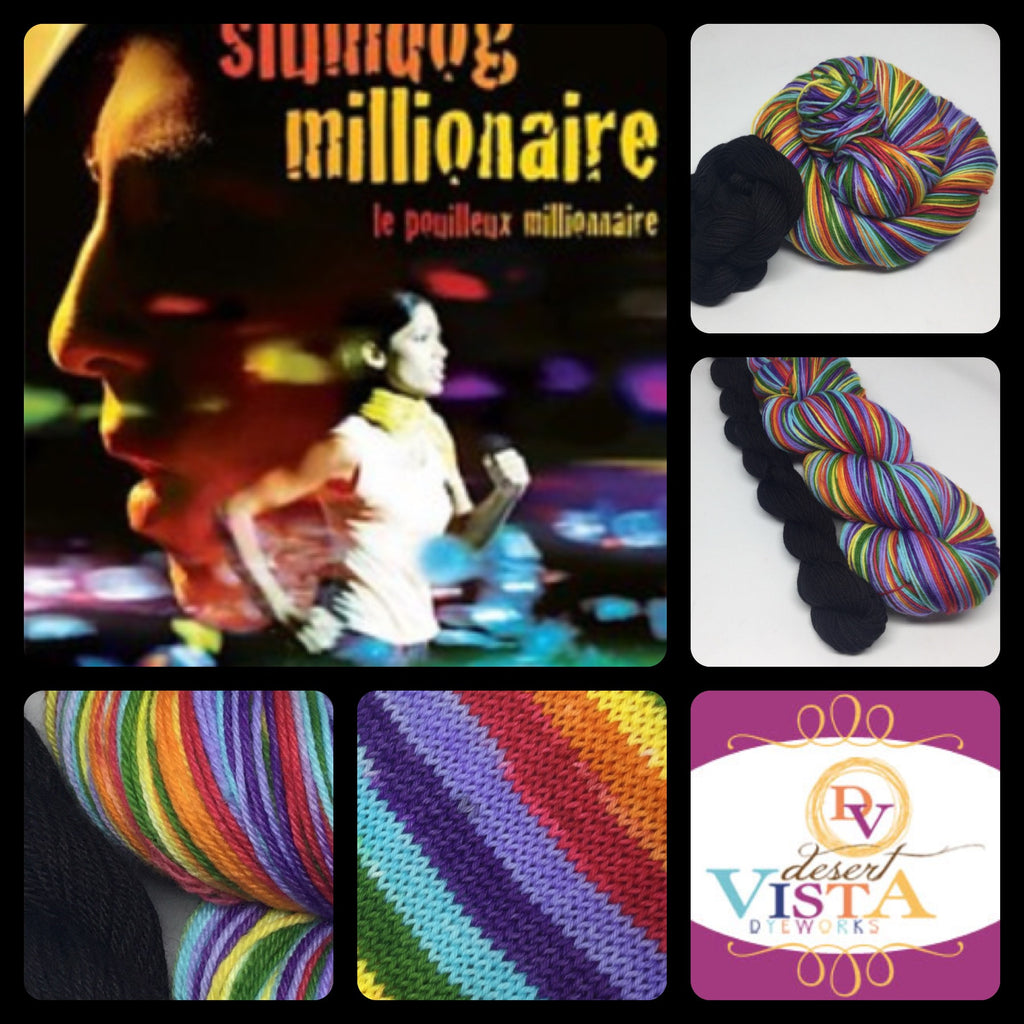 Slumdog Millionaire Seven Stripe Self Striping Yarn with Mini Skein
