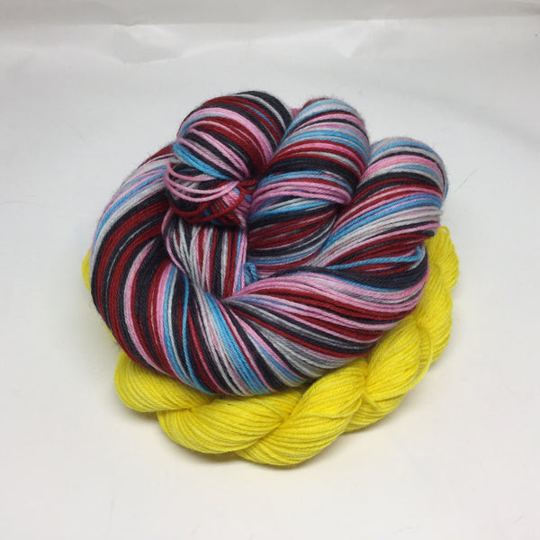 Rocky Horror Five Stripe Self Striping Yarn With Heel/Toe Mini Skein