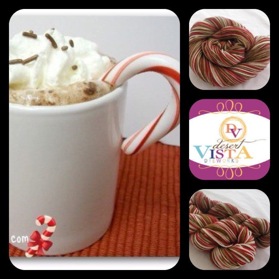 Peppermint Hot Chocolate Four Stripe Self Striping Yarn